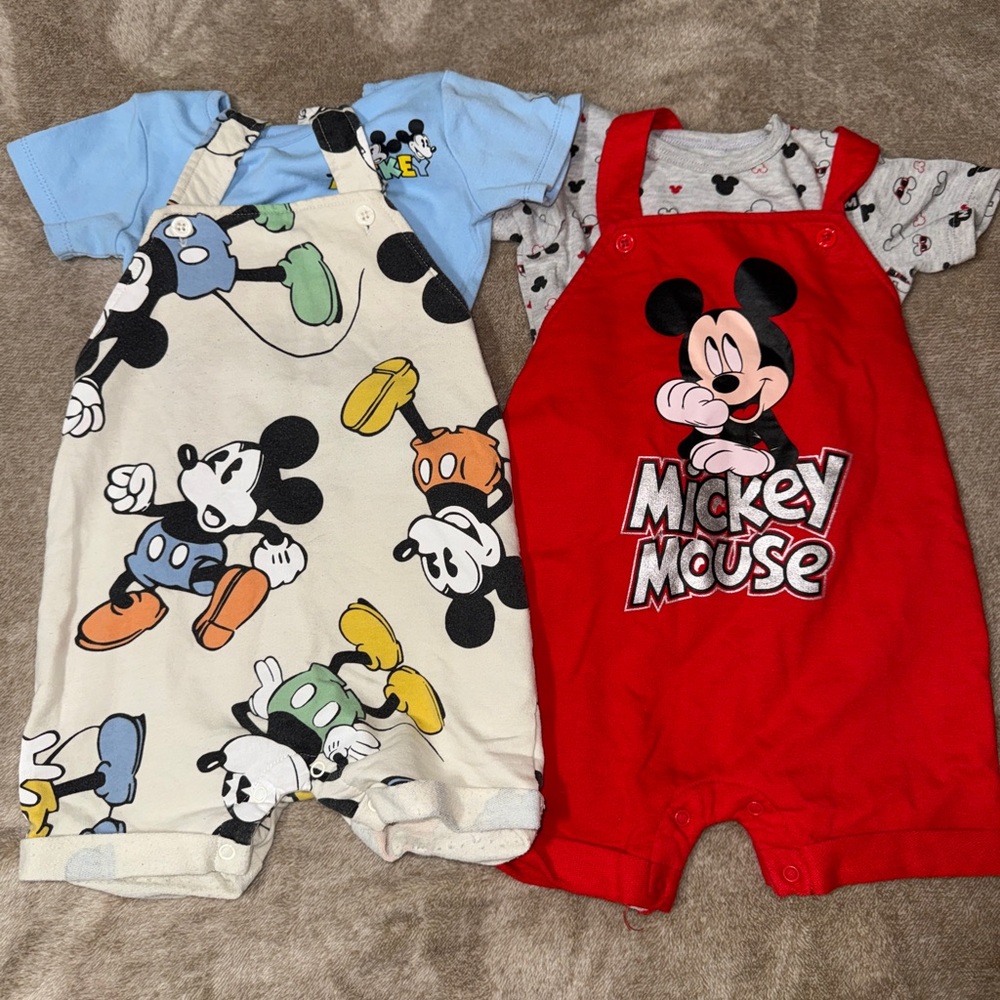 24 month Disney Mickey Mouse Blue and Red Baby Rompers